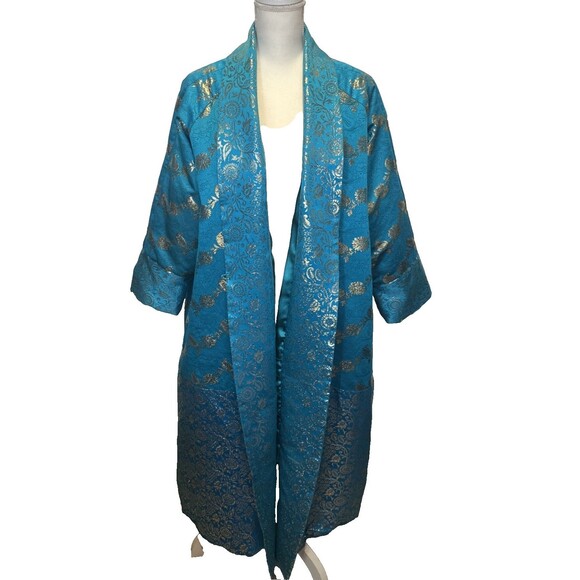 Vintage Victoria’s Secret Gold Label Brocade Jaquard Robe One Size Gold Metallic - Picture 2 of 13